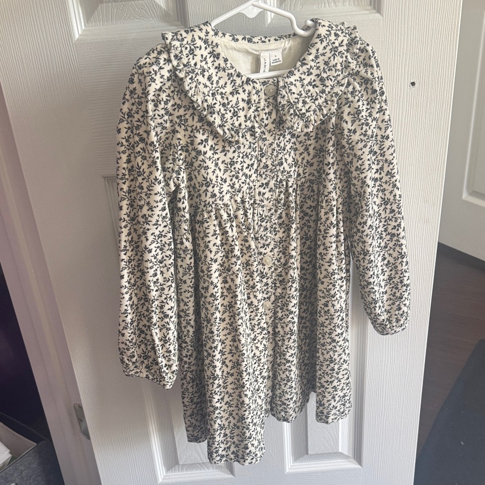 Janie and Jack corduroy Kids Dress with collar - Black and whit